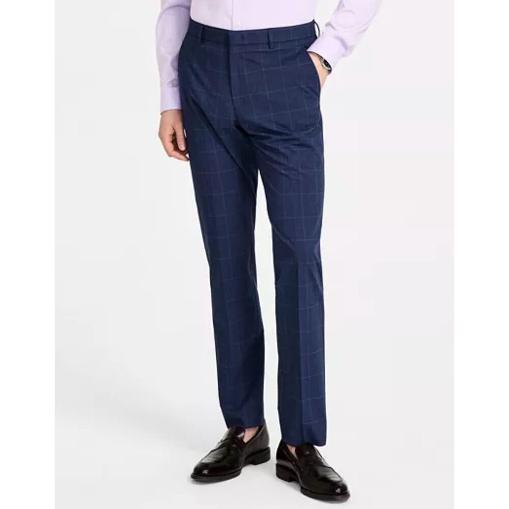 $95 BRAND NEW TOMMY HILFIGER Mens 38x30 Blue Plaid Soft FLEX Dress Pants/Slacks